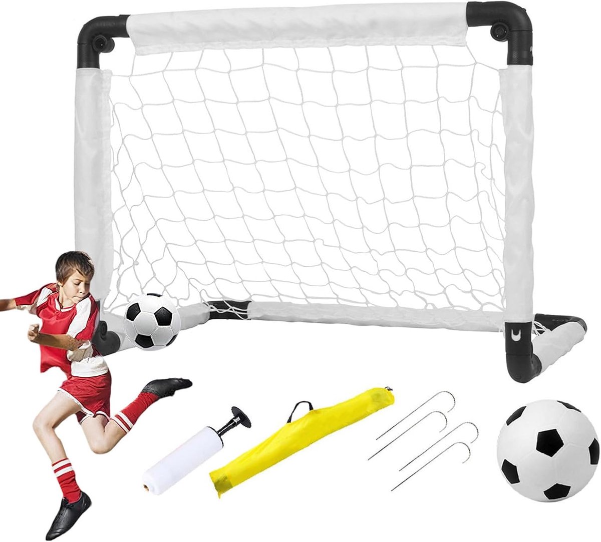 1200x1083-4 Voetbalkooi Opvouwbaar - Draagbaar Net - Kindertraining - Inclusief Tas - 60 x 45 cm - Afbeelding 1