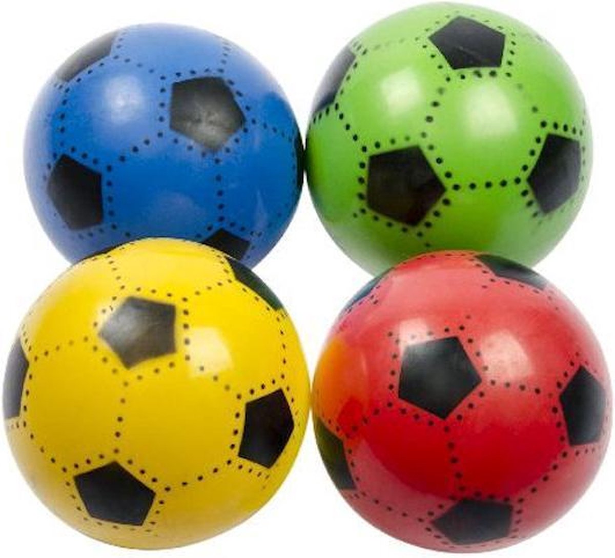 1200x1089-4 Voetbal bal plastic 4 stuks 23 cm - 90 gram - diverse kleuren - random verzending - rood blauw geel oranje - Afbeelding 1