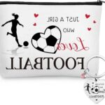 2 Stuks Voetbal Cadeaus voor Vrouwen - Voetbal Make-up Tas en Sleutelhanger voor Verjaardagen en Feestdagen