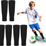 Verstelbare Kinderen Voetbal Scheenbeschermers en Elastische Voetbalsokken, Zwart, Ideaal voor Wedstrijden en Beginners