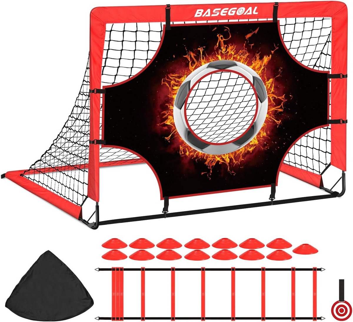 1200x1096-5 Set van 2 Pop-up Voetbaldoelen voor Kinderen - Inclusief Target en Tas - Tuin en Buiten Speelgoed (120x90x90 cm) - Afbeelding 1