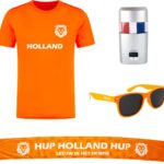WK voetbal shirt Classic met sjaal, zonnebril en schminkstift - Voetbalshirts volwassenen - WK voetbal - Oranje shirt - Polyester sportshirt - Accessoires - Maat XL