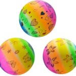 Regenboog Speelbal 3 Ballen - Strandbal - Voetbal - Bloemen en Vlinders - 23cm