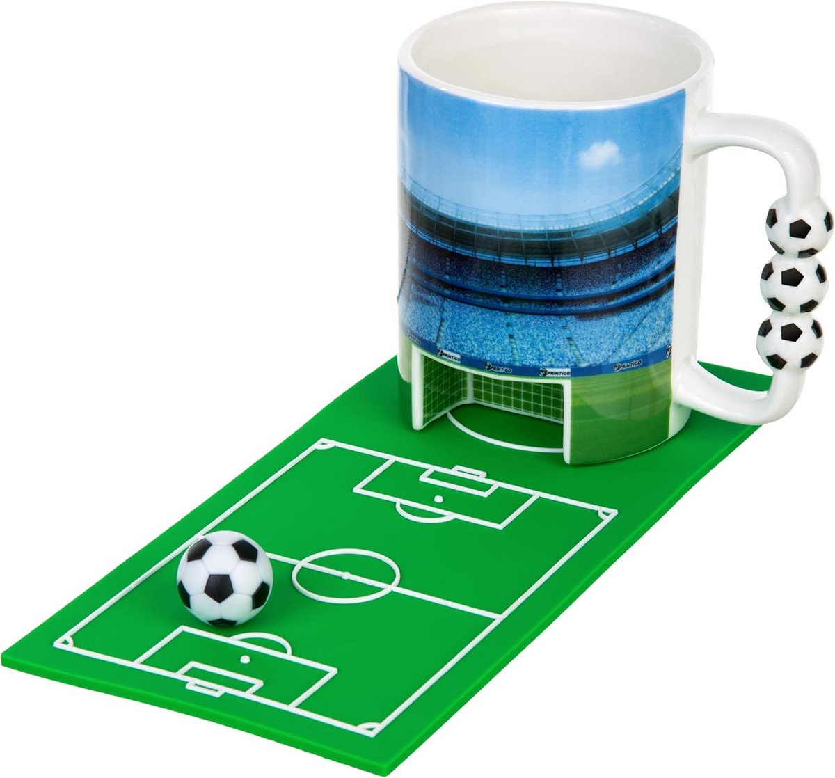 1200x1118-7 Voetbalmok met Goal en Voetbalveld Onderzetter - Perfect Cadeau - Afbeelding 1