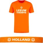 WK voetbal shirt Teamplayer met sjaal - Voetbalshirts volwassenen - WK voetbal - Oranje shirt - Polyester sportshirt - Oranje sjaal - Maat XL