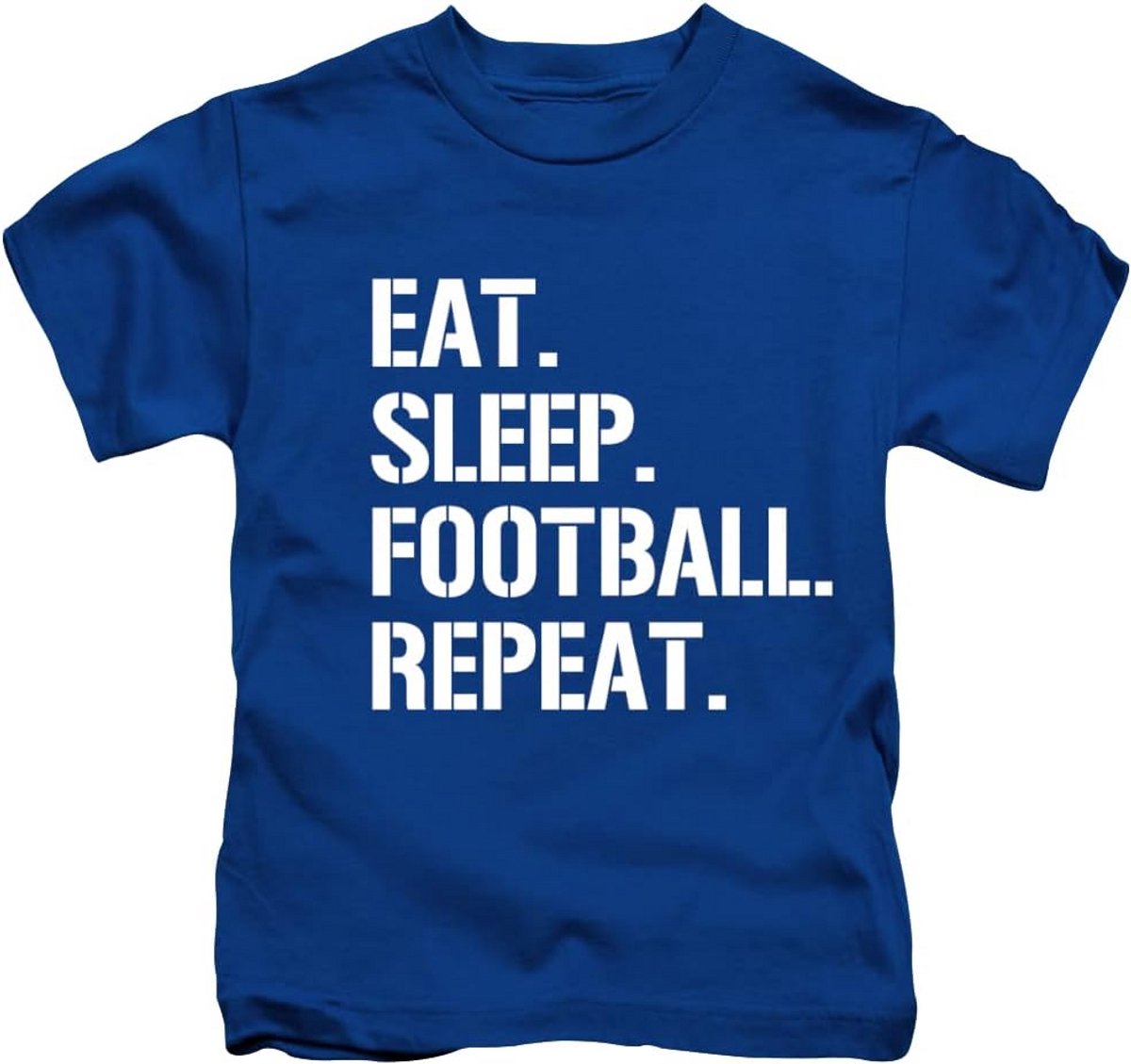 1200x1129-11 Grappig Voetbal T-shirt voor Kinderen - Eet, Slaap, Voetbal - Afbeelding 1