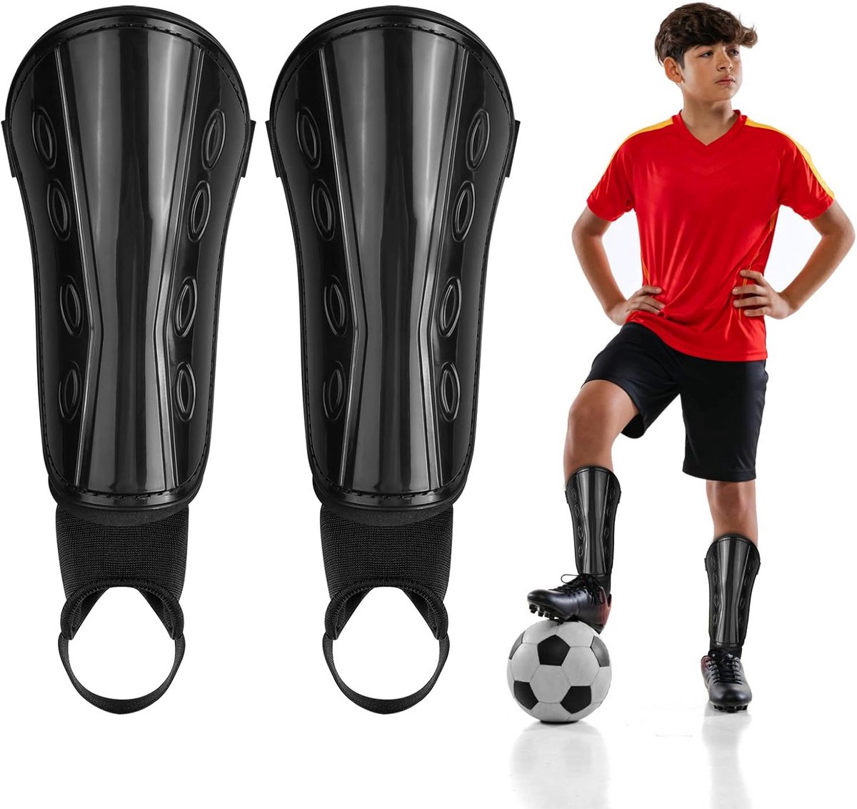 1200x1132-4 Voetbal Scheenbeschermers voor Kinderen met Enkel Ondersteuning - Afbeelding 1