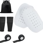 Mini Scheenbeschermers voor Voetbal, Ademend en Comfortabel, 9 x 14 cm, Geschikt voor Kinderen en Volwassenen, Inclusief Elastische Bandages en Beschermende Kousen