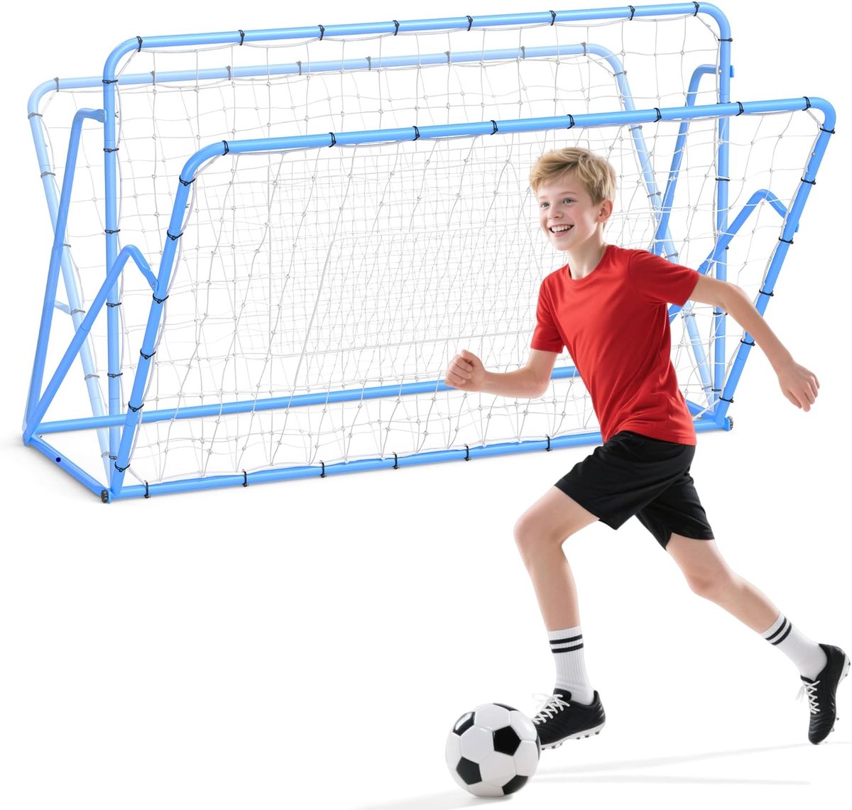 1200x1141-18 Verstelbaar voetbal rebounder net 183 × 122 × 61 cm (6×4×2 ft) – Met draagtas & 4 U-vormige grondharingen – Trainingsnet voor kinderen & gezinnen – Voor binnen & buiten - Afbeelding 1