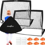 Voetbaldoelen voor Kinderen Set van 2 | Inklapbare Mini Goals met Trainingspionnen en Draagtas