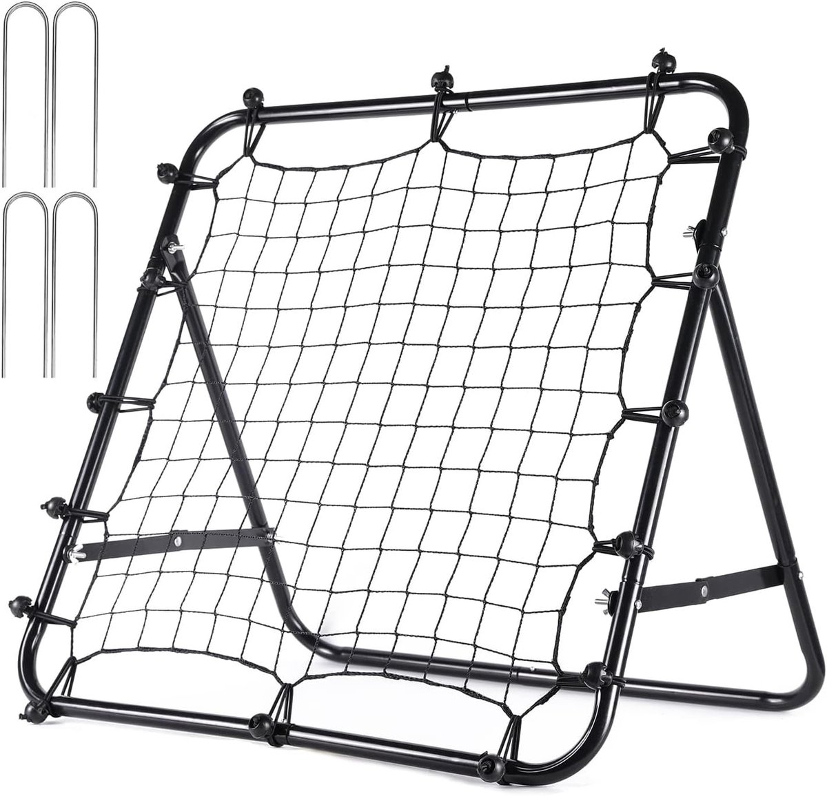 1200x1156-15 Voetbal Rebounder - Training Net - Kickback Oefening - Compact Ontwerp - 65x65cm - Zwart - Afbeelding 1
