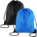 Allecto Plus - Set van 2 trekkoord sporttassen voor dames en heren - Gymtas - Opbergtas - Boodschappentas - Dagrugzak - Fitnessstudio - Zwart en Koningsblauw - Eén maat