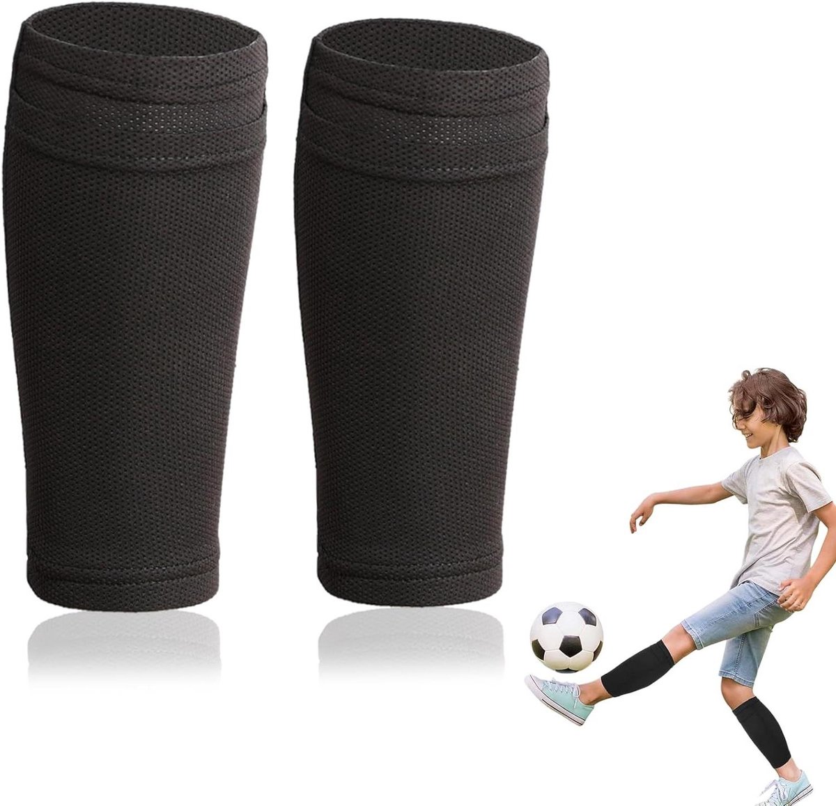 1200x1158-4 Allecto Plus - Scheenbeschermerhouders voor voetbal | Kinderen sokken | Kuitmouwen | Jongens en meisjes | Voetbal accessoires - Afbeelding 1