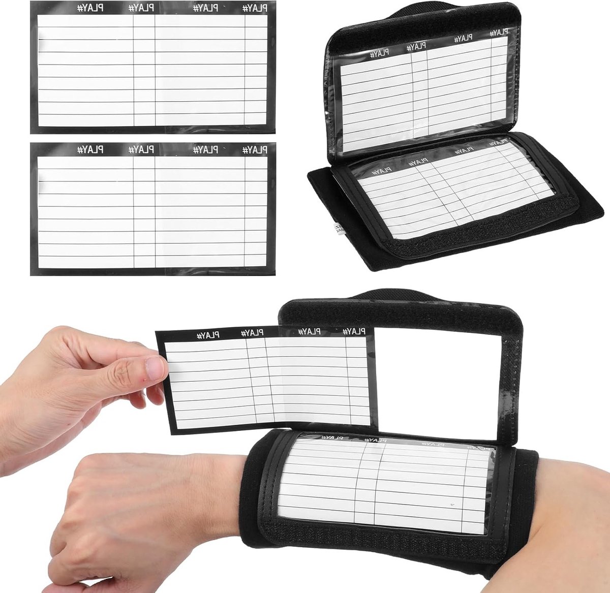 1200x1167-7 Wrist Playbook voor Voetbal met 2 Papieren Kaarten, Herbruikbare Trainer Polsband voor Diverse Sporten en Tactieken - Afbeelding 1