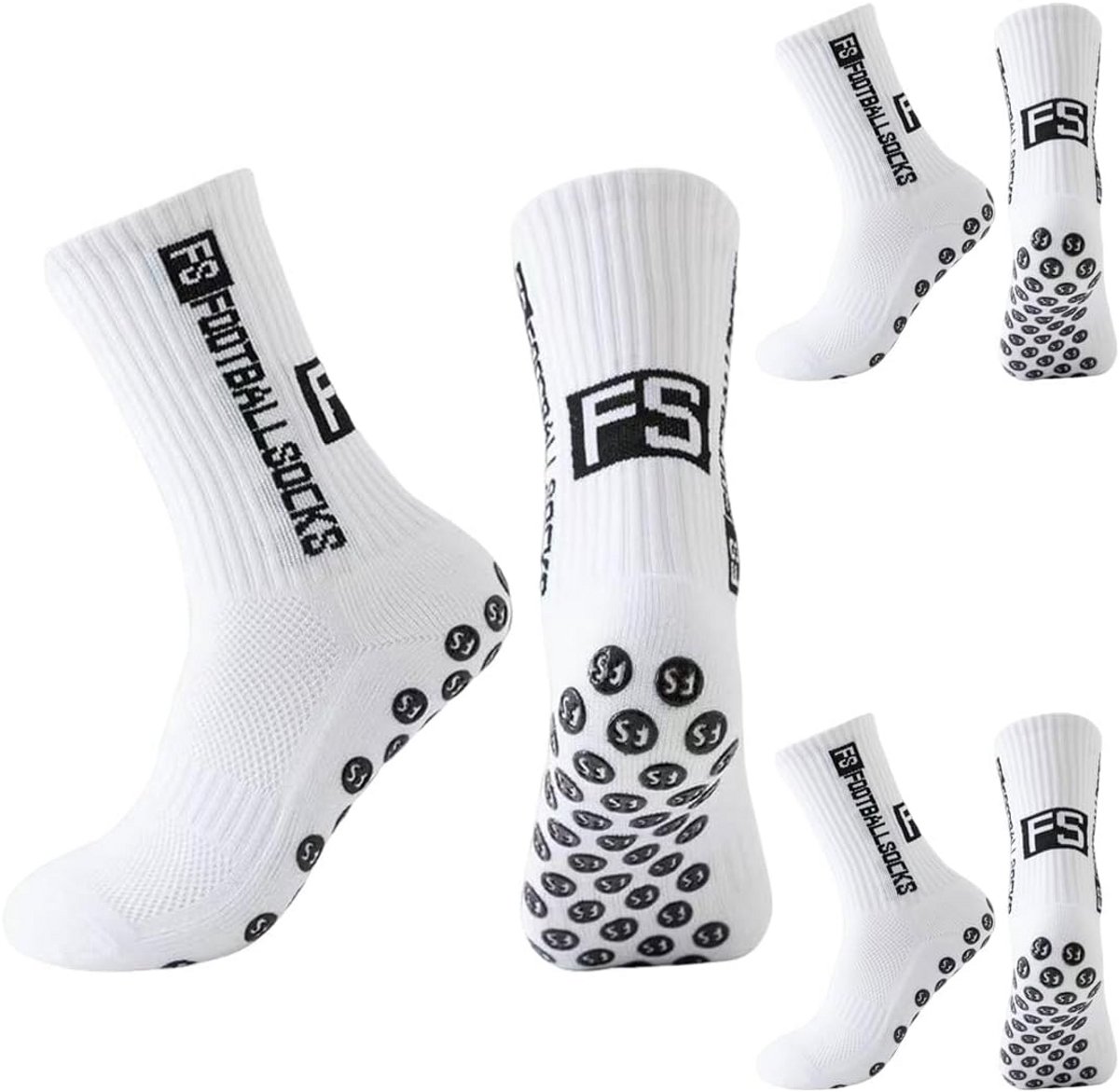 1200x1171-14 3 Paar Antislip Sportsokken Wit Kinderen Maat 33-39 | Voetbal Basketbal Tennis Grip Sokken - Afbeelding 1