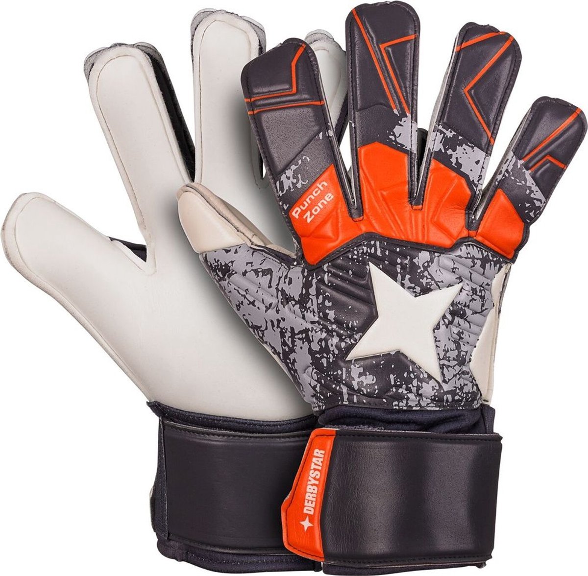 1200x1176-16 Derbystar Torwarthandschuhe Attack Xp17 502003 Grau/Orange-5 - Afbeelding 1