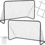 Springos Voetbaldoel | Staal | Voetbal | Trainen | Draagbaar | Set van 2 | Bevestigingsharingen | 188 x 122 x 61 | Zwart