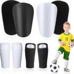 ELNLE Mini scheenbeschermers voor kinderen, voetbal- en voetbalsokken, 2 paar mini shin pads, 10 x 6 cm, kleine scheenbescherming, voetbal, inclusief sokken, 12 x 8 cm, voor jongeren en kinderen