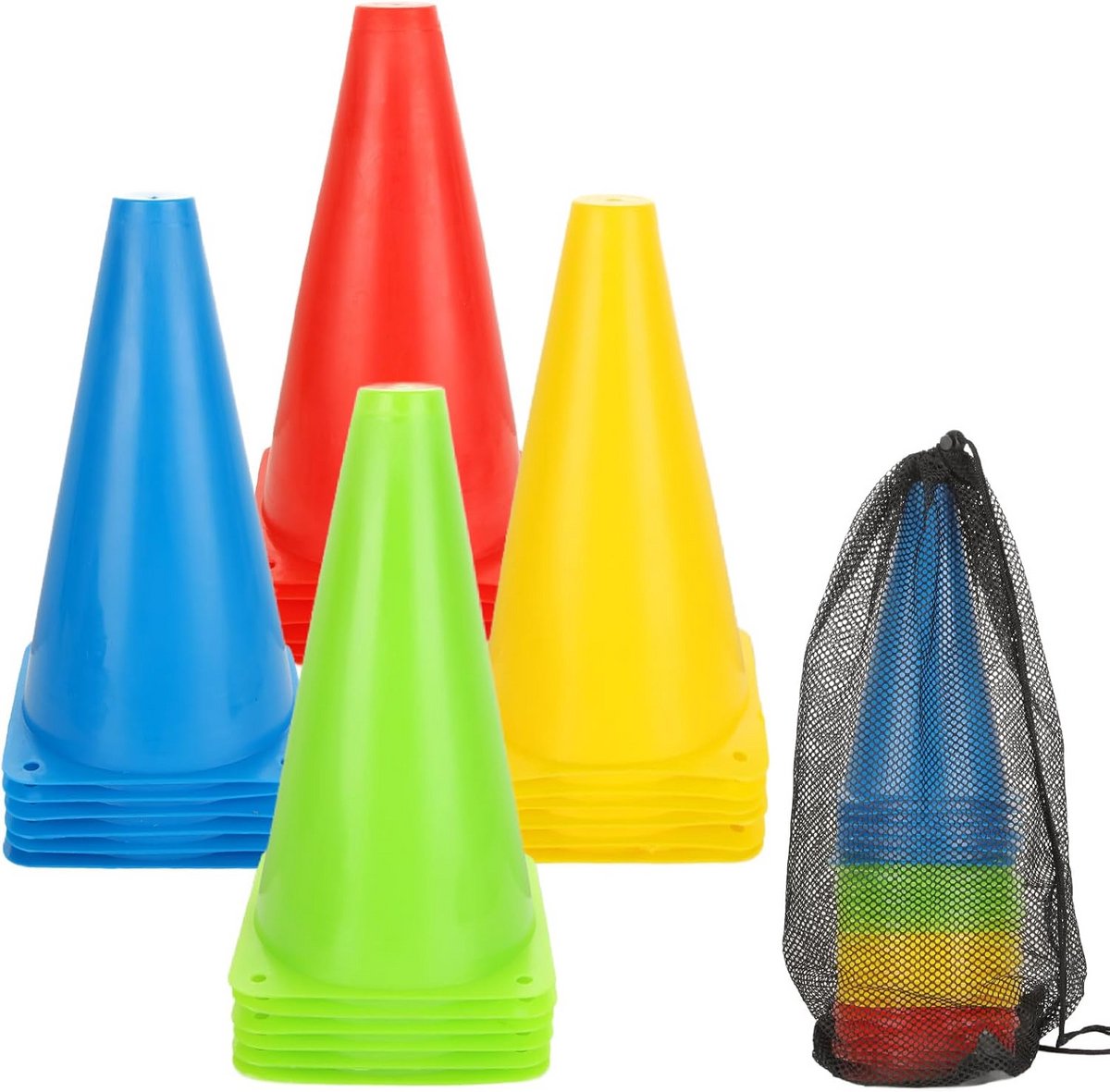 1200x1181-15 Set van 24 Kleurrijke Trainingspylonen voor Kinderen en Volwassenen - Voetbal en Sportmarkering - Afbeelding 1