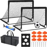 Kinder Voetbaldoelen - Sport Trainingsmateriaal - Buiten en Binnen Spelen - Inclusief Bal en Pionnen - 120 x 90 cm