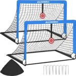 Voetbaldoelen Set - Pop-up Doeltjes - Buiten Sporten - Inclusief Schietschijf - 120 x 90 x 90 cm - Blauw Zwart