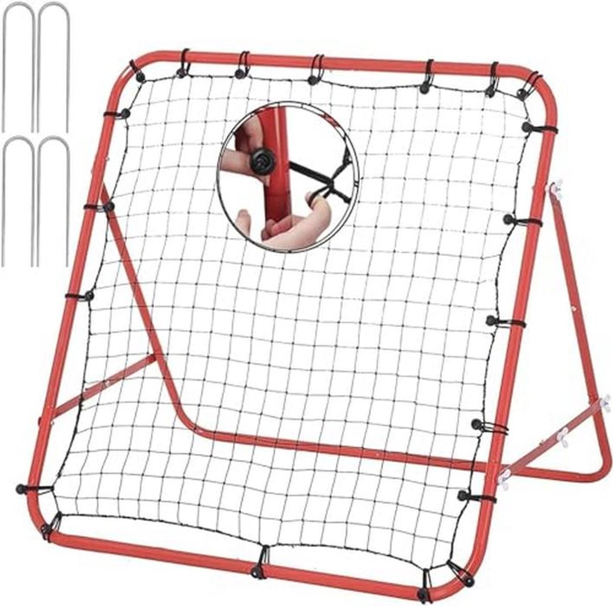 1200x1186-10 Voetbal Trainingsnet 62 cm - Kleine Rebounder voor Training, Doel voor Tieners en Volwassenen, Trainingshulpmiddel, Cadeau voor Verjaardag, Rood - Afbeelding 1