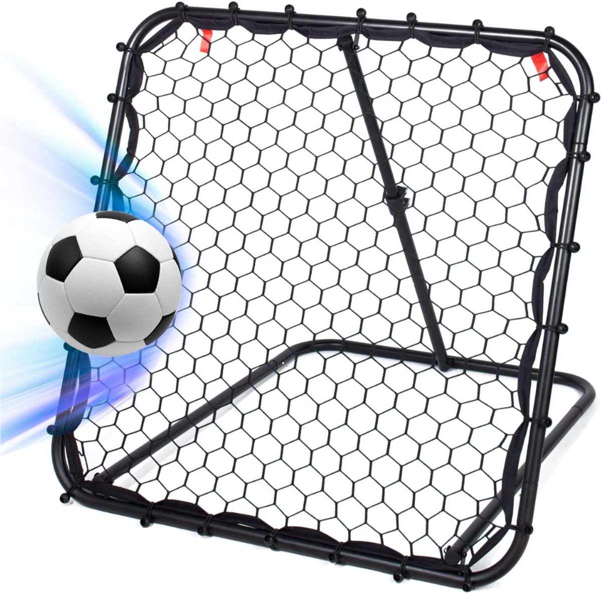 1200x1186-4 Aurixi® Verstelbare Voetbal Rebounder – Opvouwbaar en Geschikt voor Kinderen en Tieners - Zwart - 84cm x 84cm x 84cm - Afbeelding 1