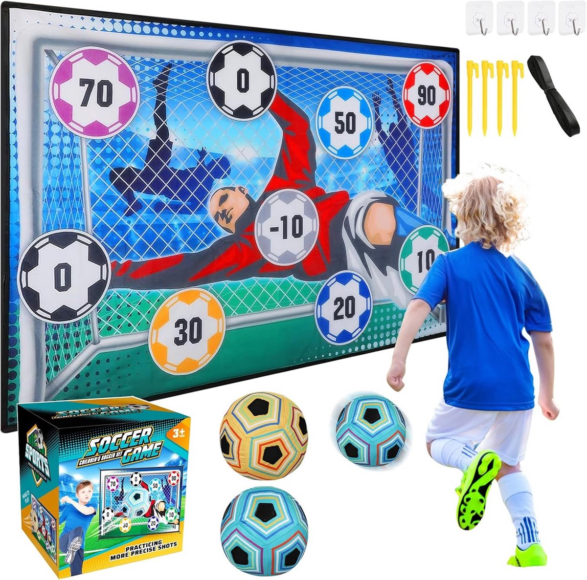 1200x1187-29 Voetbal Speelset voor Kinderen Binnen en Buiten met Klittenband Doel en Ballen - Afbeelding 1