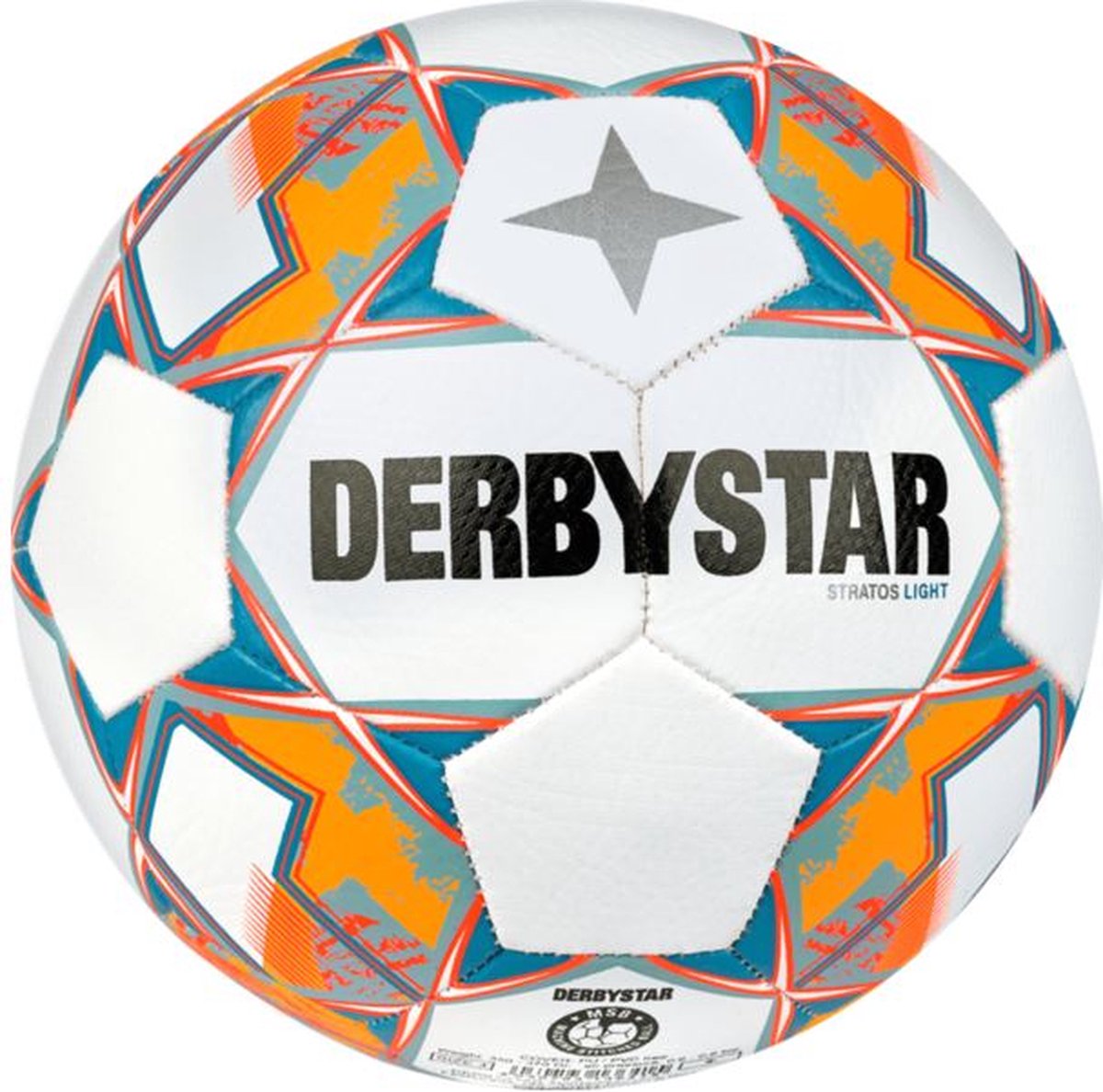1200x1188-35 Derbystar Jeugd voetbal Stratos Light V23 maat 5 wit grijs oranje 320 370 g - Afbeelding 1