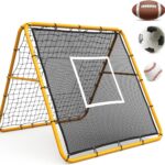 Dubbelzijdig voetbal rebounder net 120 × 120 cm – Verstelbare hoeken (60°/90°/120°) met target – Opvouwbaar trainingsnet voor voetbal, baseball & softball
