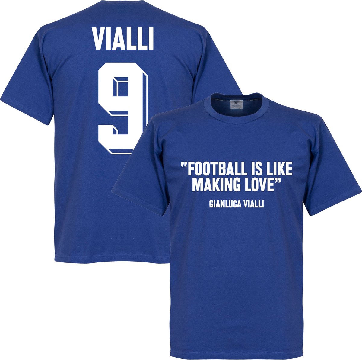 1200x1192-16 Vialli 9 'Football Is Like Making Love' T-shirt - Blauw - XXL - Afbeelding 1