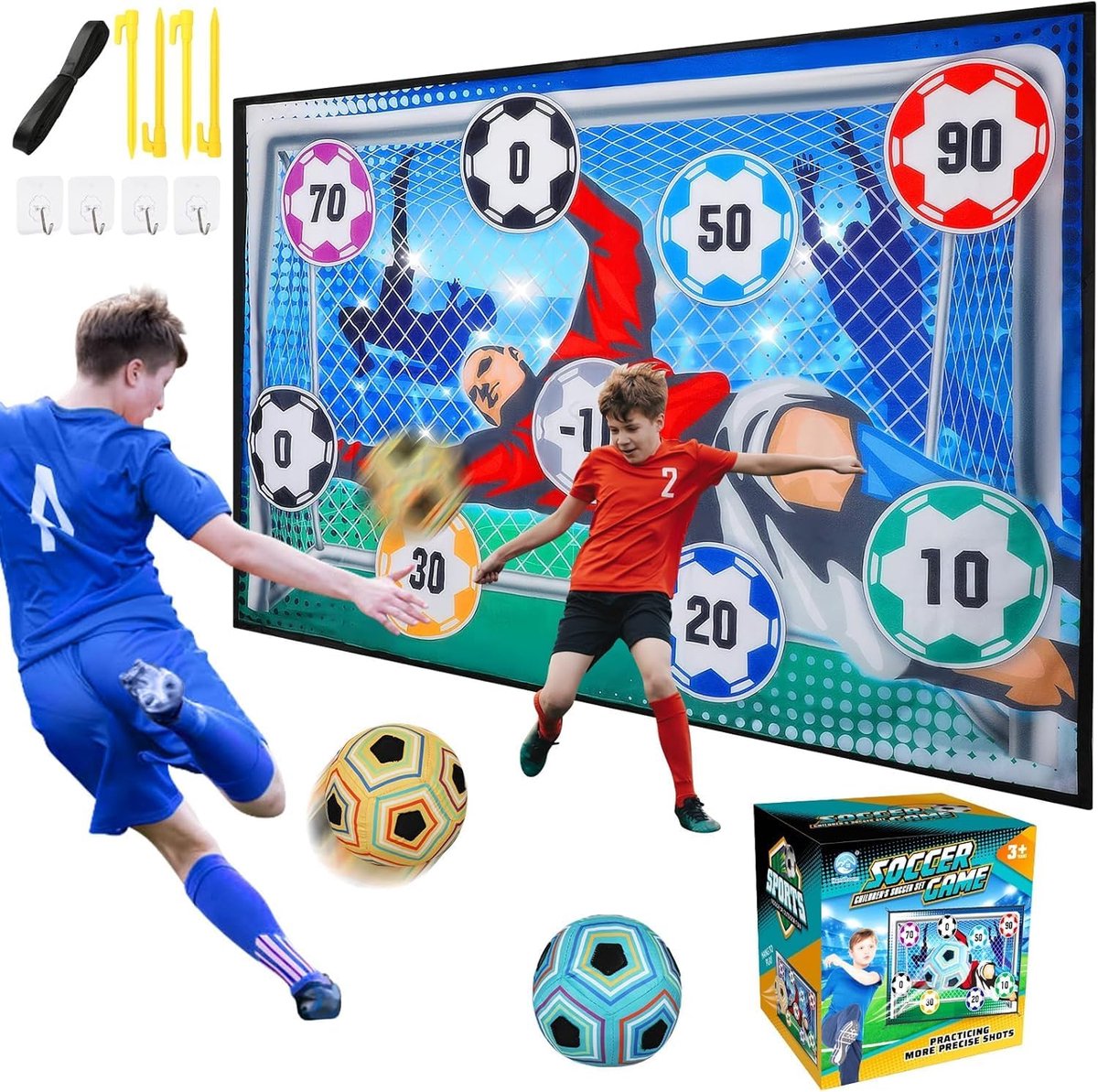 1200x1193-29 Voetbalspel Kinderen - Werpspel Doel - Binnen en buiten - Met klittenbandballen - 10 x 10 x 1 cm - Afbeelding 1