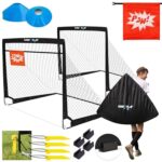 Pop-up voetbaldoelen set van 2, eenvoudig op te bouwen, opvouwbare goals voor kinderen en volwassenen, ideaal voor tuin, park en asfalt