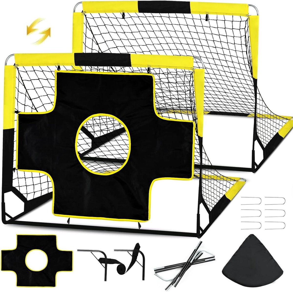 1200x1194-84 Allecto Plus - Voetbaldoelen voor kinderen in de tuin met net - Voetbalplezier in eigen tuin! - Afbeelding 1