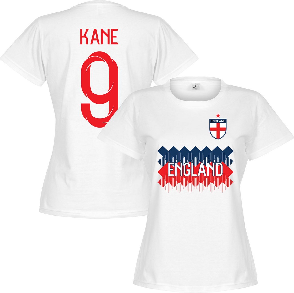 1200x1196-15 Engeland Kane 9 Dames Team T-Shirt - Wit - XXL - Afbeelding 1