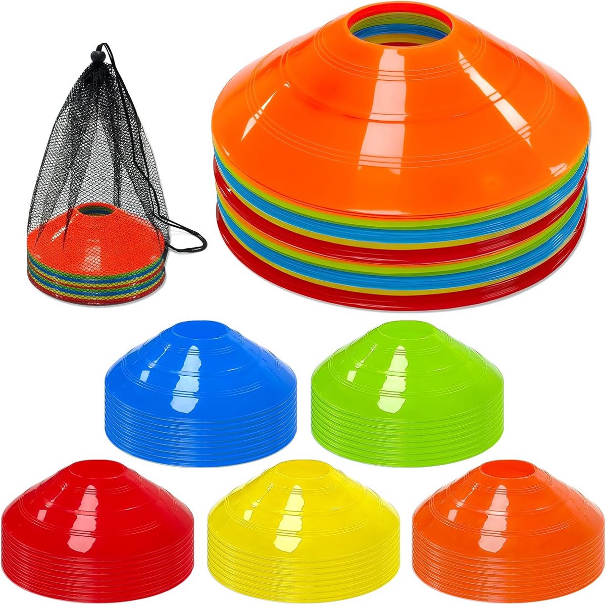 1200x1198-35 Trainingspionnen Set voor Voetbal, Hockey en Coördinatieoefeningen met Draagtas - Afbeelding 1