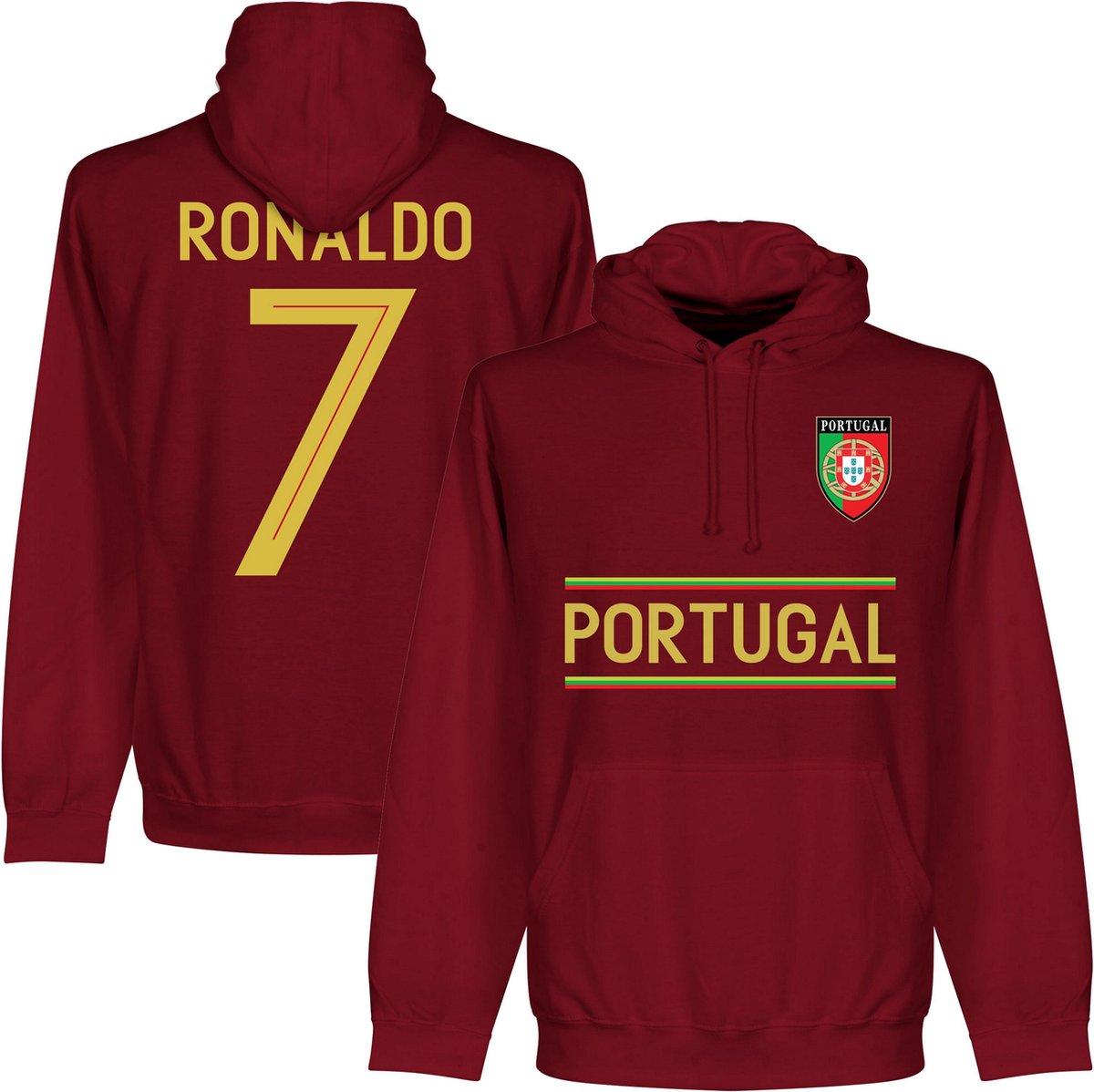 1200x1198-46 Portugal Ronaldo Team Hoodie - Bordeaux Rood - L - Afbeelding 1