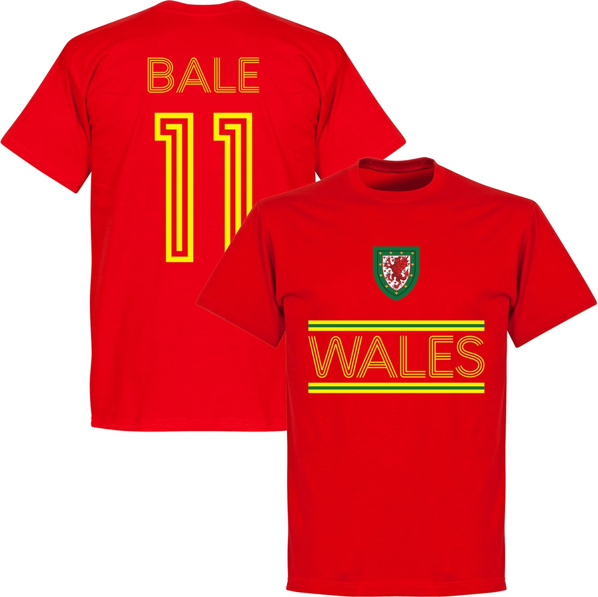 1200x1198-80 Wales Bale 11 Retro T-Shirt - Rood - XL - Afbeelding 1