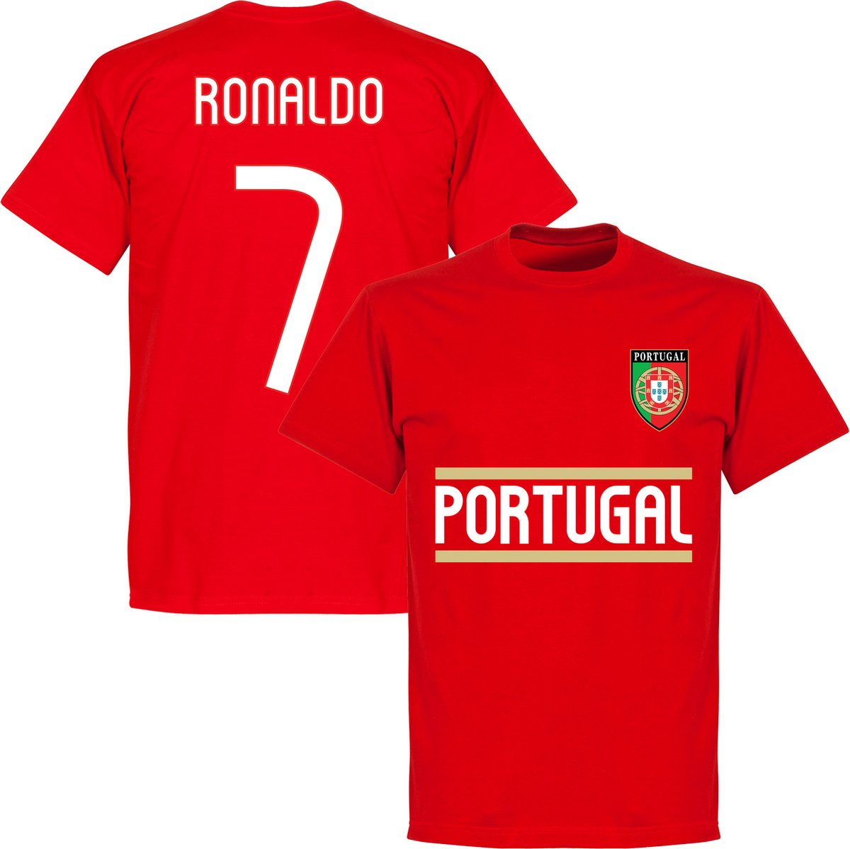 1200x1199-121 Portugal 2018 Ronaldo Team T-Shirt - Rood - Kinderen - 116 - Afbeelding 1