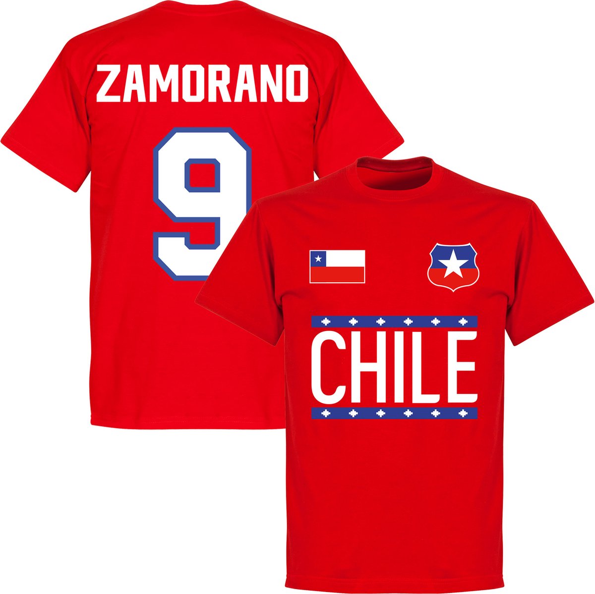 1200x1199-168 Chili Zamorano Team T-Shirt - Rood - S - Afbeelding 1