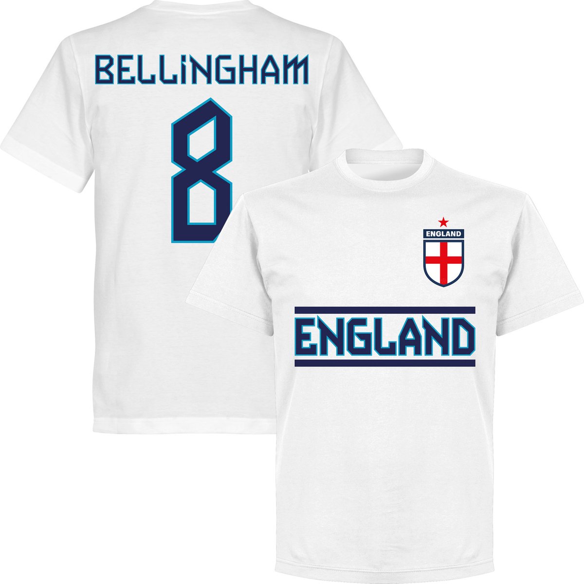 1200x1200-1055 Engeland Bellingham 8 Team T-Shirt - Wit - S - Afbeelding 1