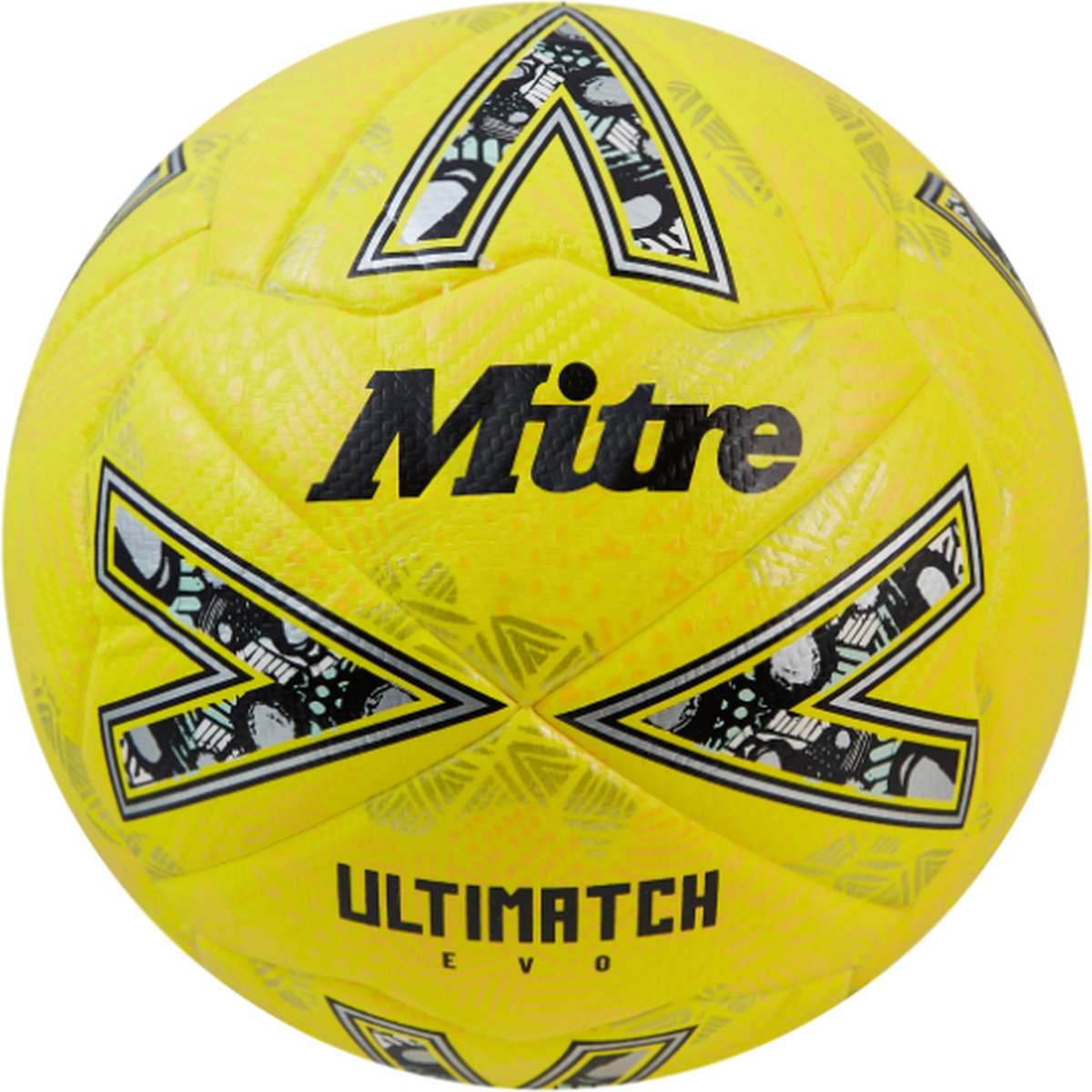1200x1200-1061 Mitre voetbal Ultimatch Evo fluo geel goud maat 3 duurzaam. - Afbeelding 1