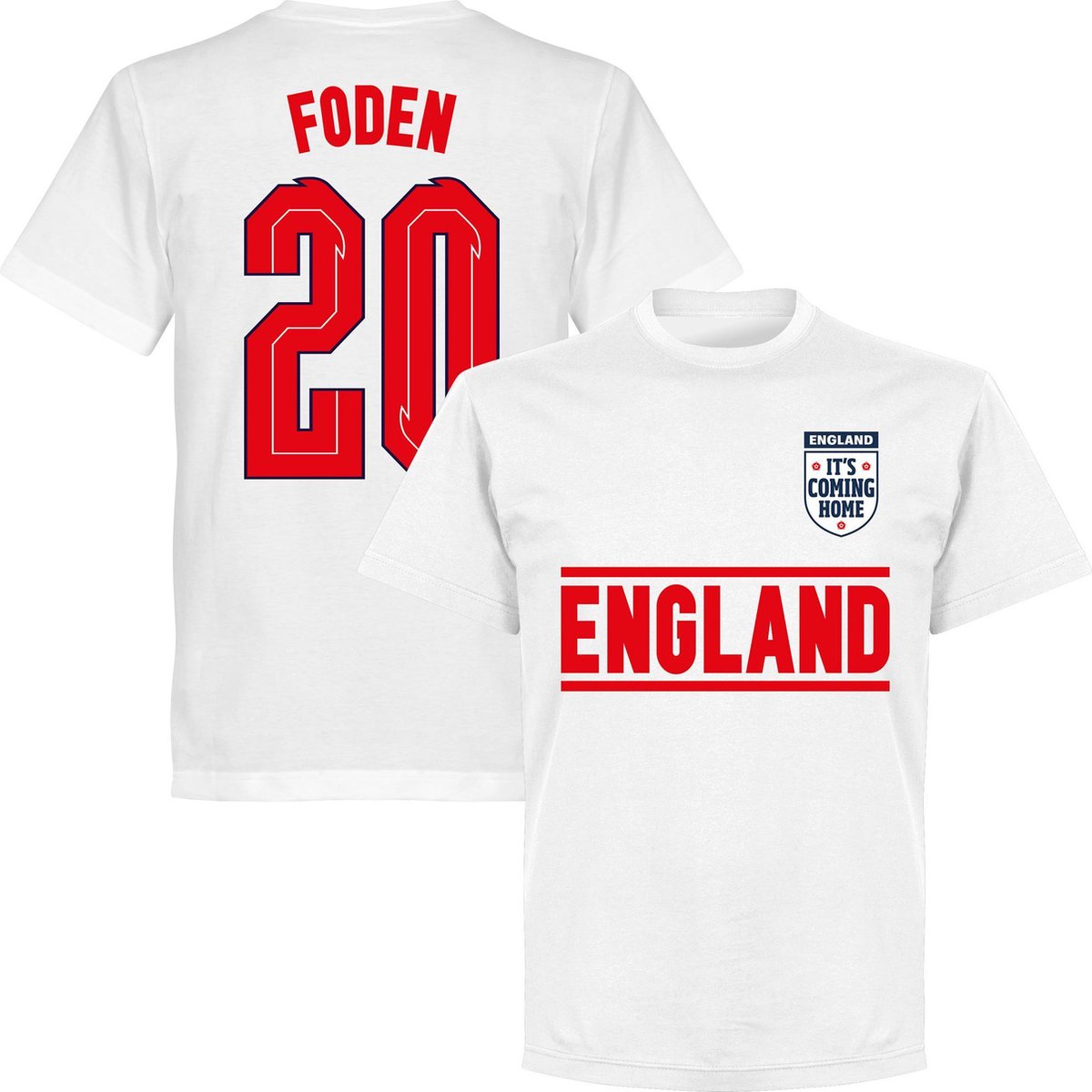 1200x1200-134 Engeland Foden 20 Team T-Shirt - Wit - Kinderen - 98 - Afbeelding 1