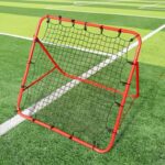 Rood Voetbal Rebound Net – Verstelbare Nylon Terugkaatser met V-Frame – Stevig PA Trainingsnet voor Passen & Schieten – Draagbaar Rebounder voor Alle Vaardigheidsniveaus