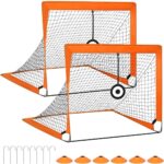 Thuys – Voetbaldoeltjes Set Van 2 – Voor Kinderen – Opvouwbare – Inclusief 6 Pionnen – 2 Ophangbare Targets – 8 Haringen – 90 x 120 x 90cm