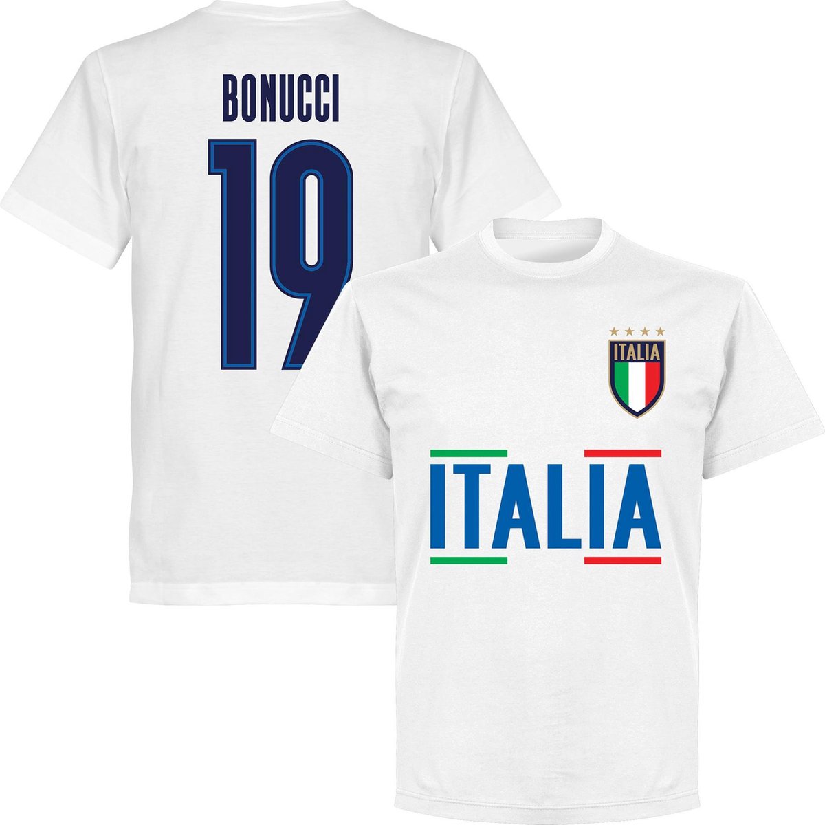 1200x1200-1563 Italië Bonucci 19 Team T-Shirt - Wit /Blauw - 3XL - Afbeelding 1