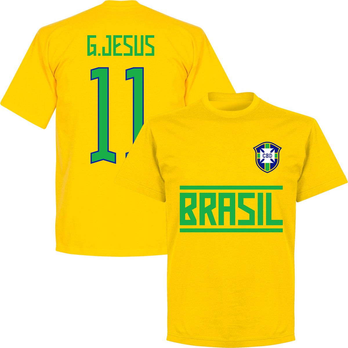 1200x1200-1627 Brazilië G.Jesus 11 Team T-Shirt - Geel - XXL - Afbeelding 1