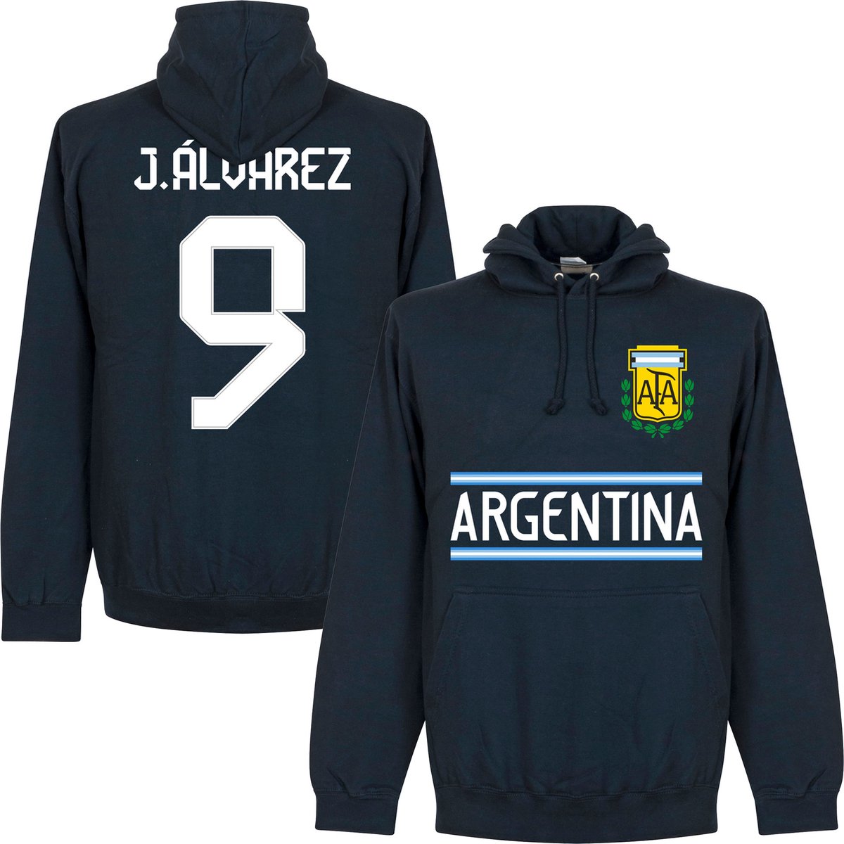 1200x1200-1748 Argentinië J. Álvarez 9 Team Hoodie - Navy - Kinderen - 140 - Afbeelding 1