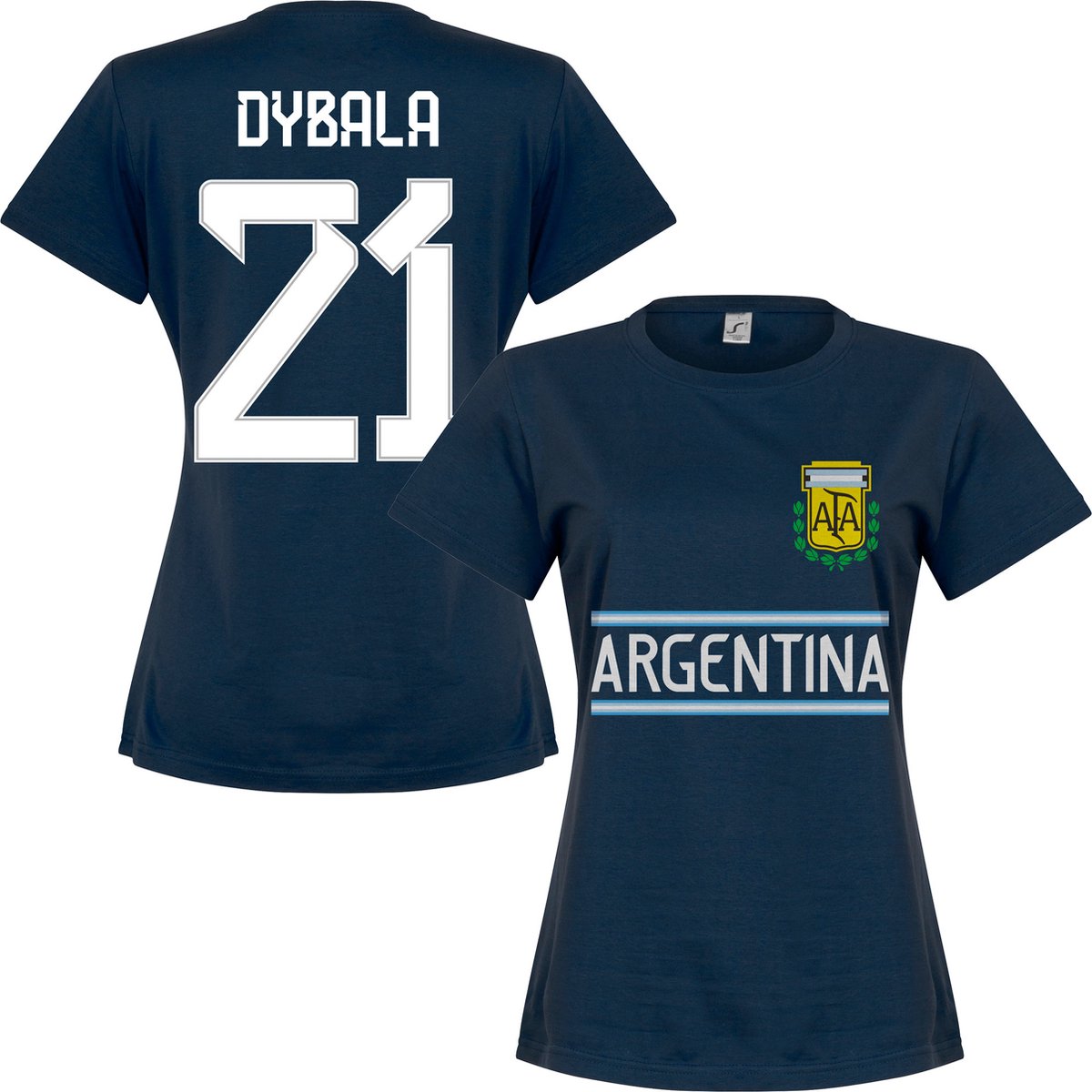1200x1200-1990 Argentinië Dybala 21 Dames Team T-Shirt - Navy - XXL - 16 - Afbeelding 1