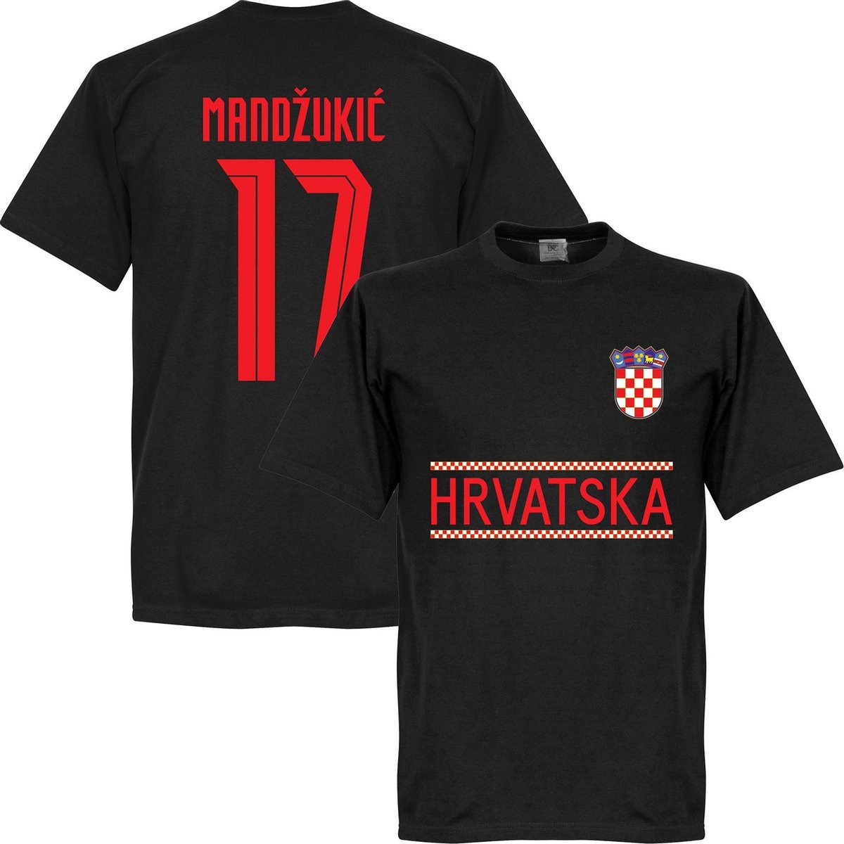 1200x1200-213 Kroatië Mandzukic 17 Team T-Shirt 2021-2022 - Zwart - Kinderen - 152 - Afbeelding 1